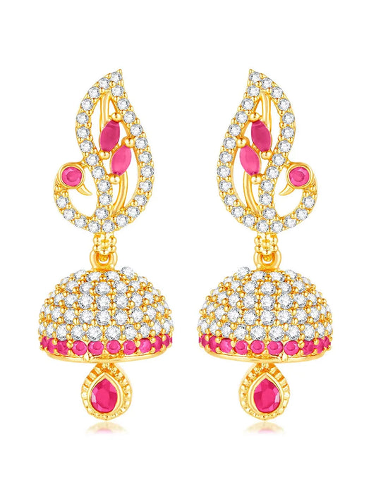 Blush CZ Jhumki Earrings | Peora Ethnic CZ Jewellery


