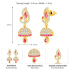 Blush CZ Jhumki Earrings | Peora Ethnic CZ Jewellery

