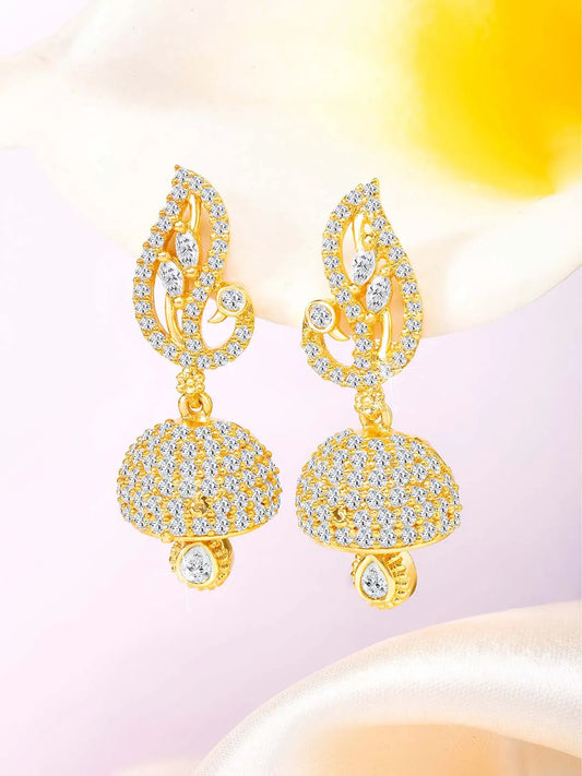 Blush CZ Jhumki Earrings | Peora Ethnic CZ Jewellery

