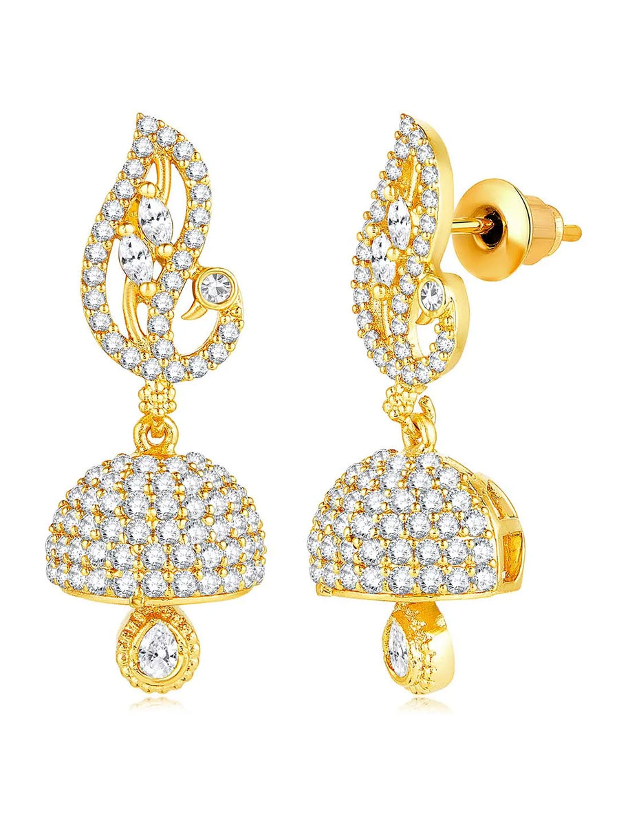 Blush CZ Jhumki Earrings | Peora Ethnic CZ Jewellery

