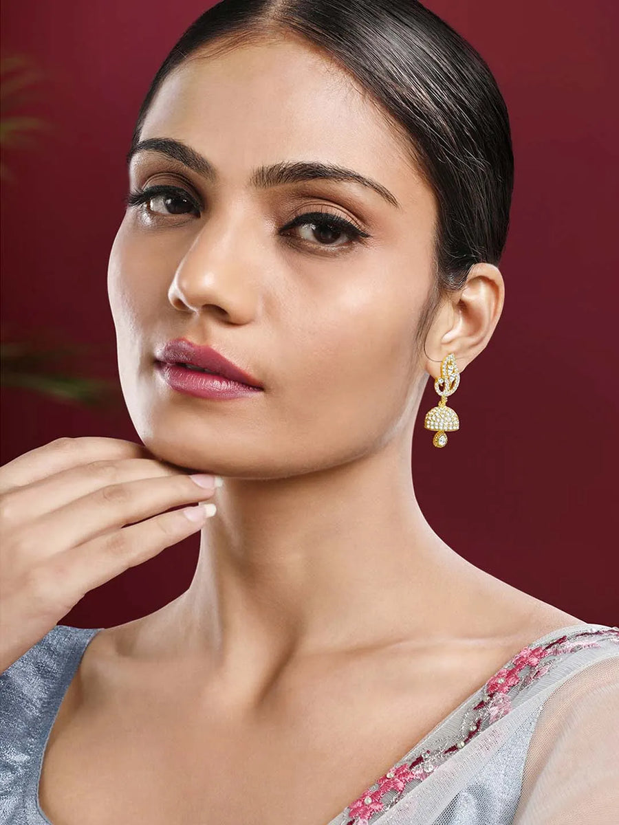 Blush CZ Jhumki Earrings | Peora Ethnic CZ Jewellery

