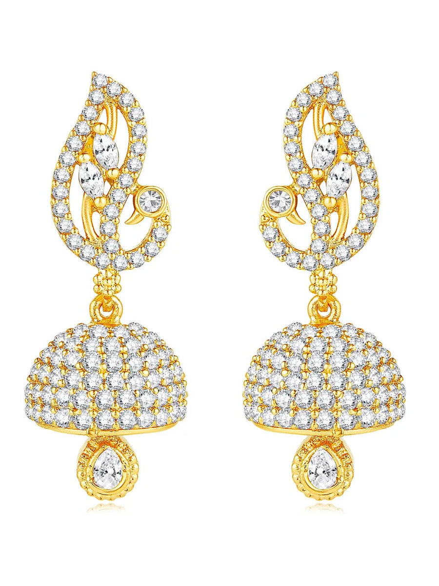 Blush CZ Jhumki Earrings | Peora Ethnic CZ Jewellery

