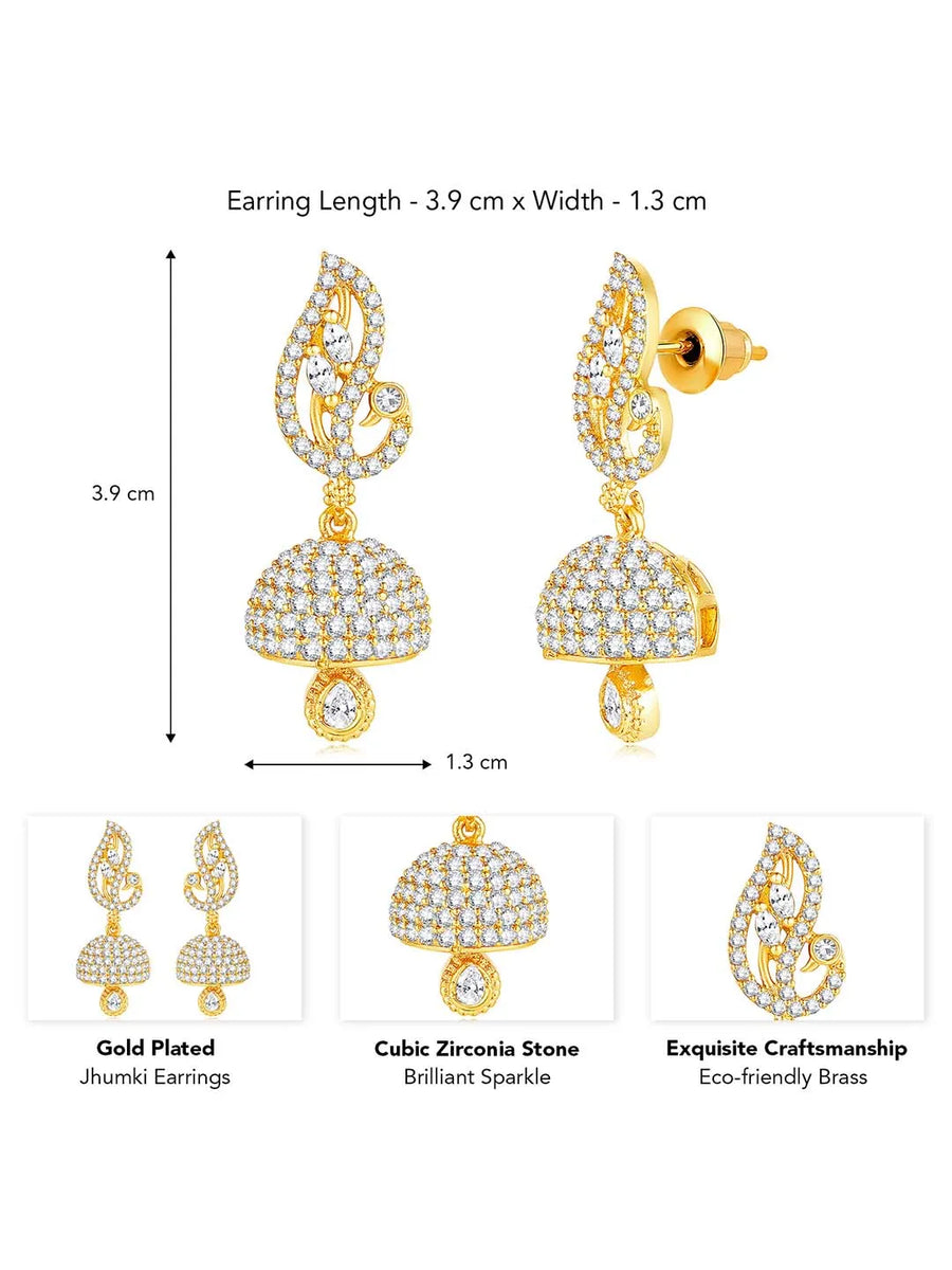 Blush CZ Jhumki Earrings | Peora Ethnic CZ Jewellery


