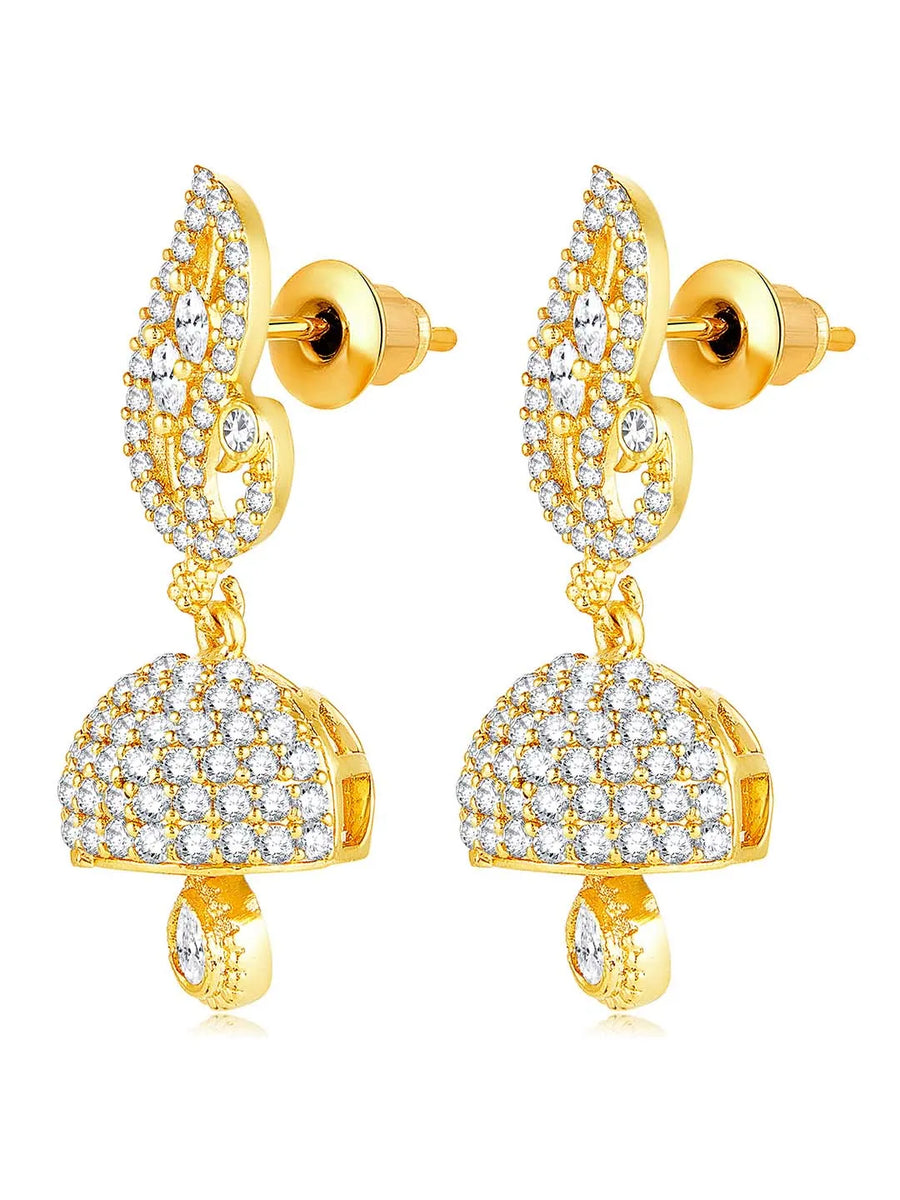 Blush CZ Jhumki Earrings | Peora Ethnic CZ Jewellery

