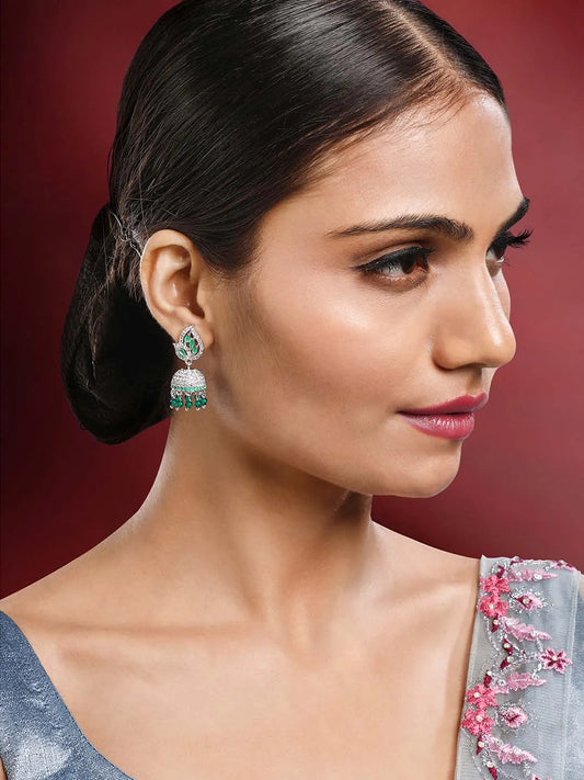 Azure Elegance CZ Jhumki | Find Chic Jewellery at Peora

