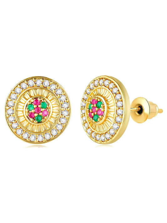 CZ Multicolour Stud Earrings | Peora Vibrant CZ Jewellery

