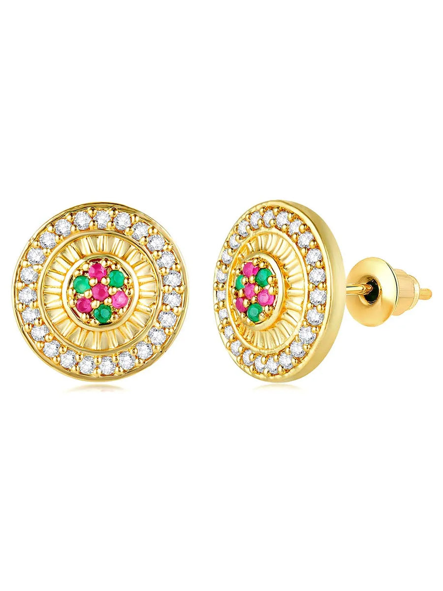 CZ Multicolour Stud Earrings | Peora Vibrant CZ Jewellery

