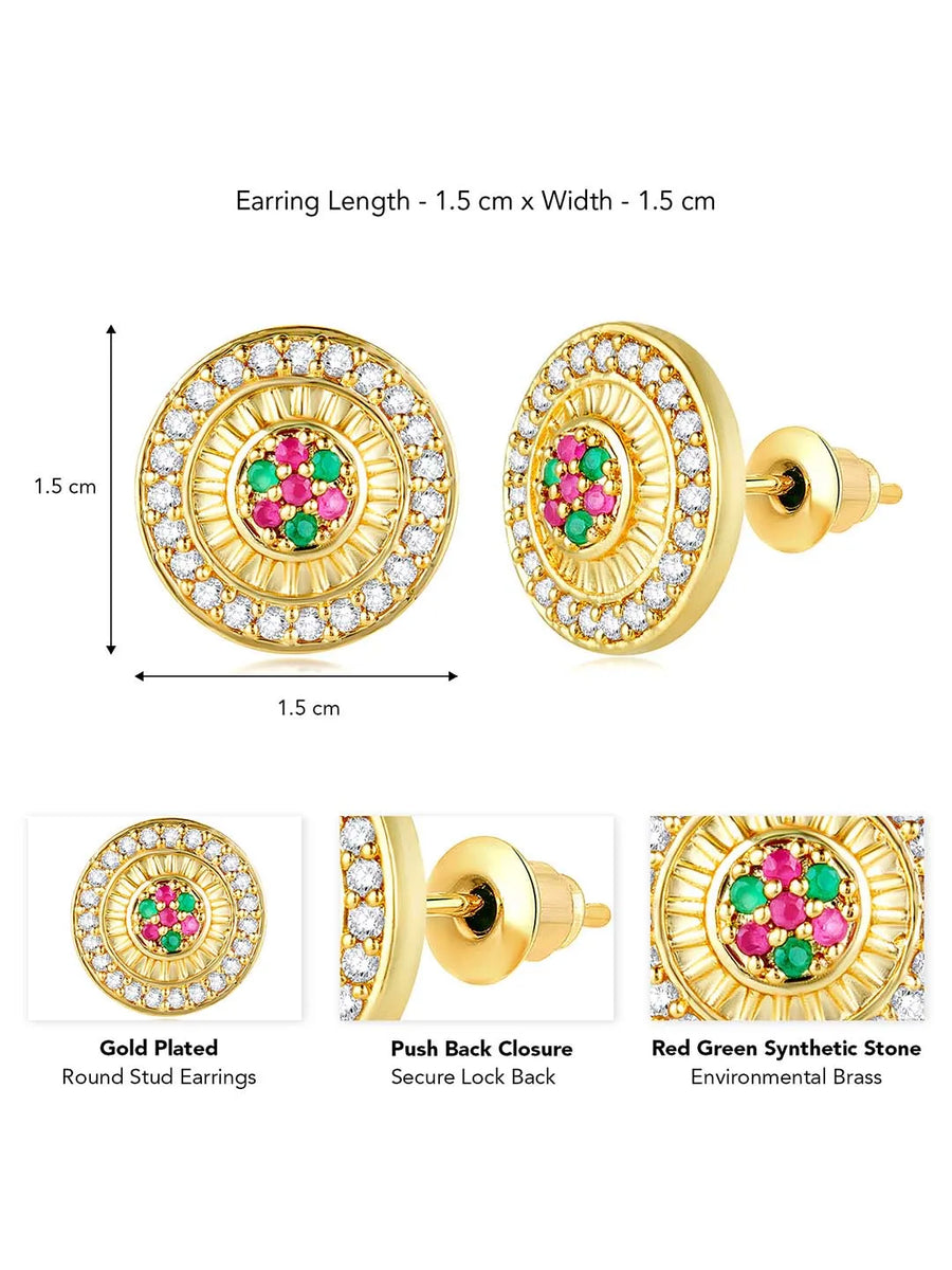CZ Multicolour Stud Earrings | Peora Vibrant CZ Jewellery

