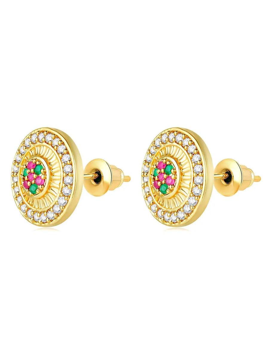 CZ Multicolour Stud Earrings | Peora Vibrant CZ Jewellery

