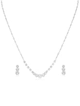 Silver necklace earrings set crafted from alloy, adorned with crystals for an elegant, timeless look | Peora
