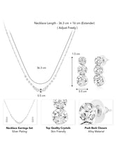 Silver necklace earrings set crafted from alloy, adorned with crystals for an elegant, timeless look | Peora
