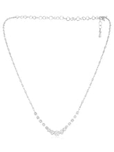 Silver necklace earrings set crafted from alloy, adorned with crystals for an elegant, timeless look | Peora
