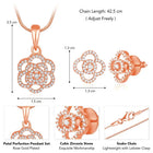 CZ Petal Perfection Pendant Set. Rose gold-plated pendant set with a floral design with earrings & CZ stones.