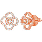CZ Petal Perfection Pendant Set. Rose gold-plated pendant set with a floral design with earrings & CZ stones.