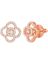 CZ Petal Perfection Pendant Set. Rose gold-plated pendant set with a floral design with earrings & CZ stones.