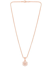 CZ Petal Perfection Pendant Set. Rose gold-plated pendant set with a floral design with earrings & CZ stones.