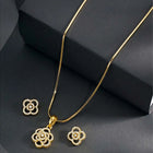 CZ Petal Perfection Pendant Set. Gold-plated pendant set with a floral design with earrings & CZ stones.