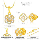 CZ Petal Perfection Pendant Set. Gold-plated pendant set with a floral design with earrings & CZ stones.