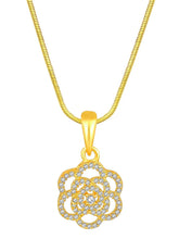 CZ Petal Perfection Pendant Set. Gold-plated pendant set with a floral design with earrings & CZ stones.