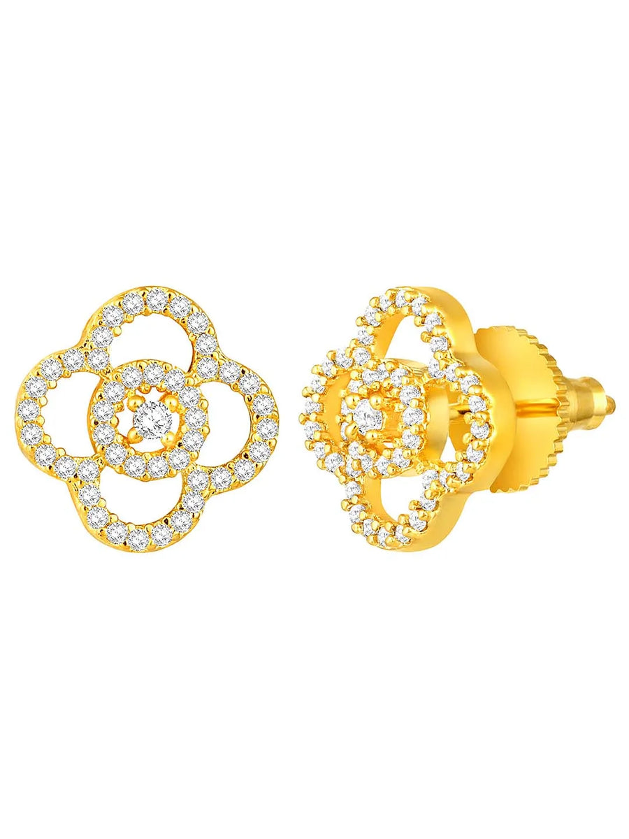 CZ Petal Perfection Pendant Set. Gold-plated pendant set with a floral design with earrings & CZ stones.