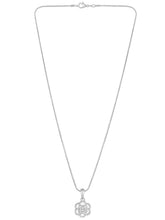 CZ Petal Perfection Pendant Set. Silver-plated pendant set with a floral design with earrings & CZ stones.