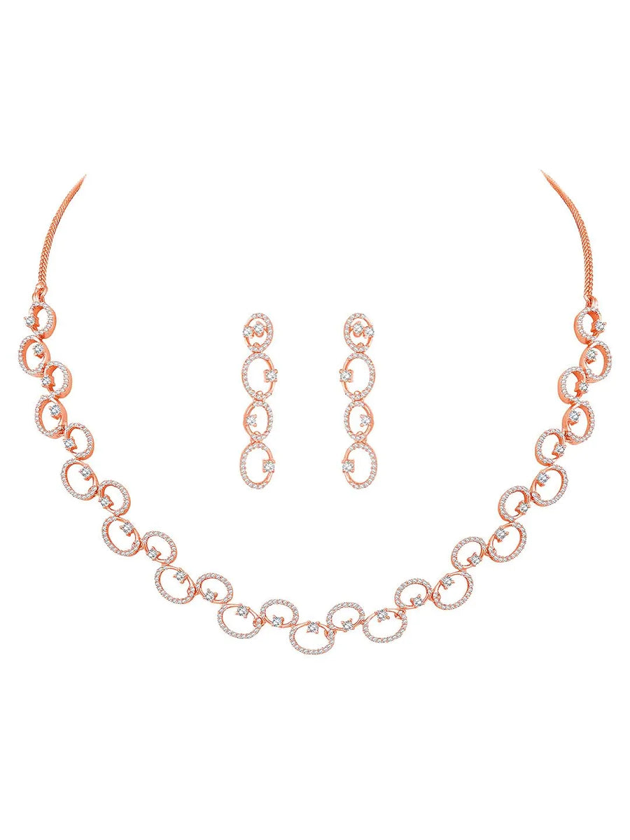 CZ Necklace Set – Stylish Stone Jewellery by Peora
