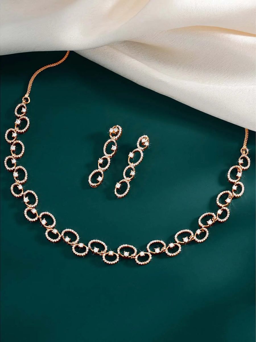 CZ Necklace Set – Stylish Stone Jewellery by Peora
