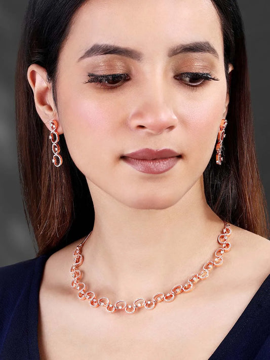 CZ Necklace Set – Stylish Stone Jewellery by Peora
