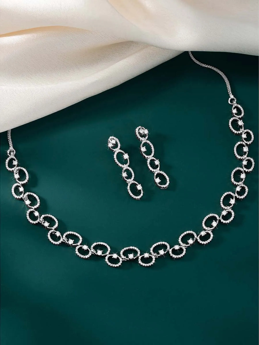CZ Necklace Set – Stylish Stone Jewellery by Peora
