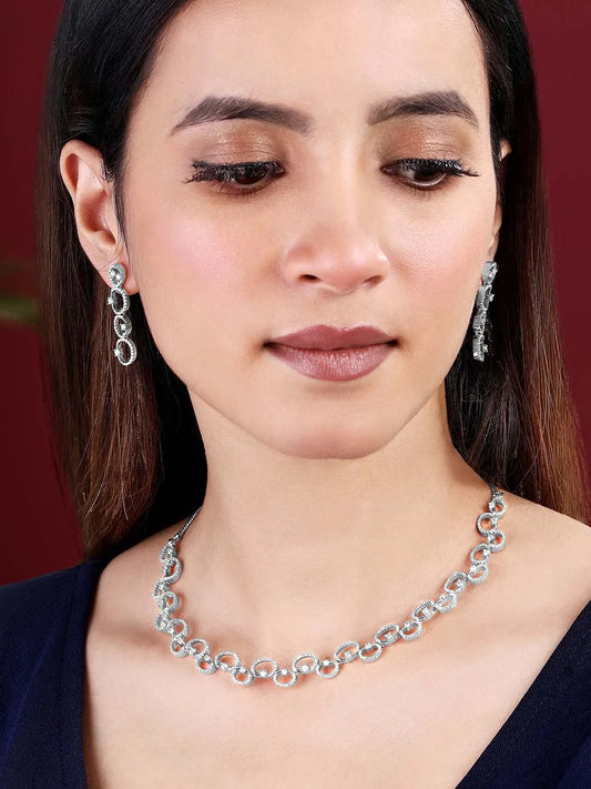 CZ Necklace Set – Stylish Stone Jewellery by Peora

