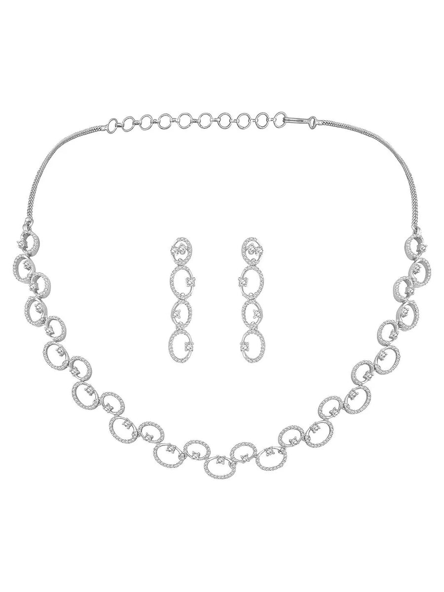 CZ Necklace Set – Stylish Stone Jewellery by Peora
