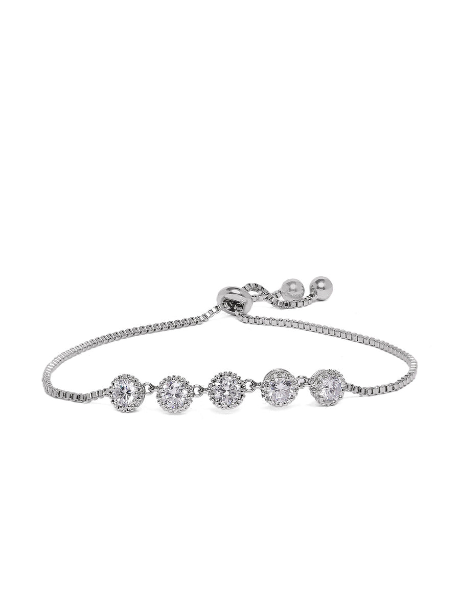 Sparkling Solitaire CZ Bracelet in Silver featuring Crystals bracelets 
