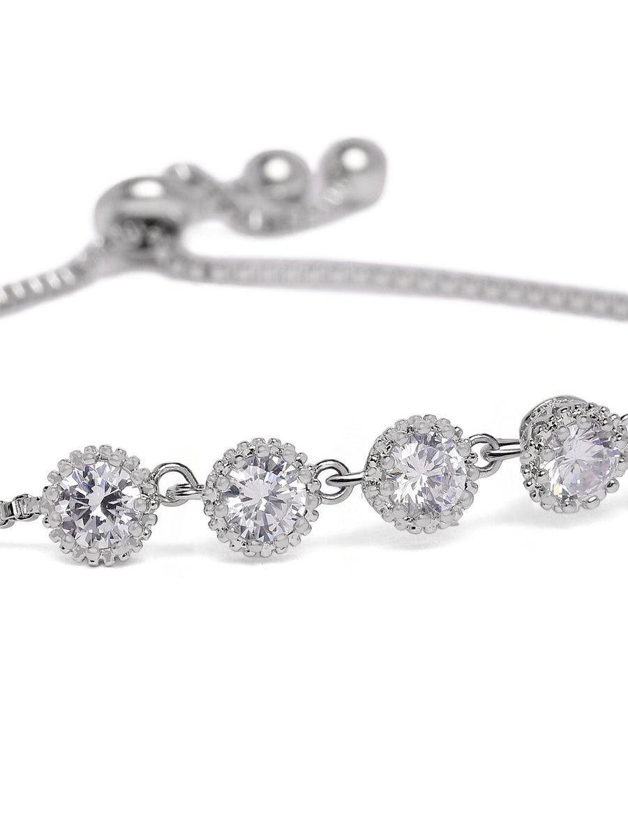 Sparkling Solitaire CZ Bracelet in Silver featuring Crystals bracelets 
