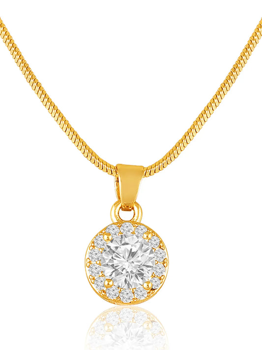 Radiant Rounds CZ Solitaire Pendant Set - Gold