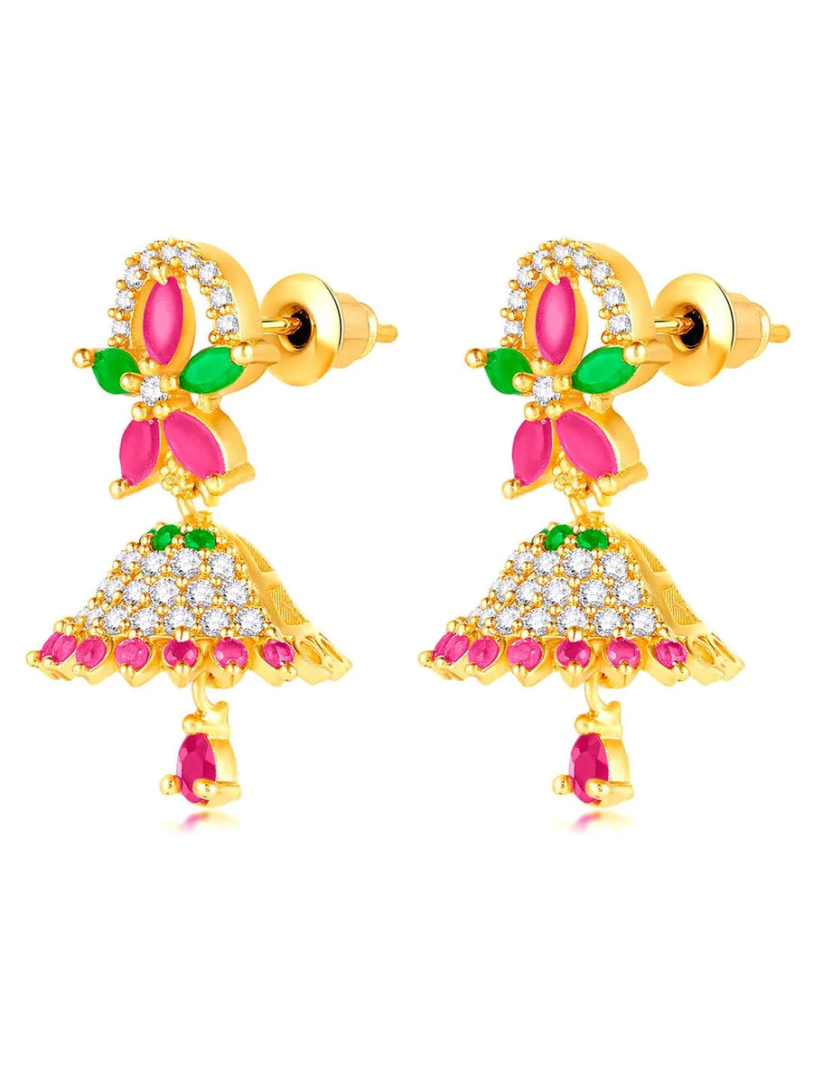 Stylish Blush CZ Jhumki | Find Unique Jewellery at Peora

