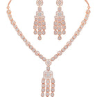 Sparkling Radiant Drops CZ Necklace Set by Peora. Rose gold plating Necklace and earrings with cubic zirconia stones.
