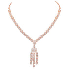 Sparkling Radiant Drops CZ Necklace Set by Peora. Rose gold plating Necklace and earrings with cubic zirconia stones.