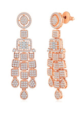 Sparkling Radiant Drops CZ Necklace Set by Peora. Rose gold plating Necklace and earrings with cubic zirconia stones.