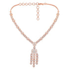 Sparkling Radiant Drops CZ Necklace Set by Peora. Rose gold plating Necklace and earrings with cubic zirconia stones.