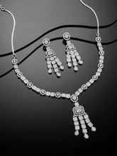Sparkling Radiant Drops CZ Necklace Set by Peora. Silver plating Necklace and earrings with cubic zirconia stones.