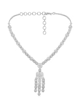 Sparkling Radiant Drops CZ Necklace Set by Peora. Silver plating Necklace and earrings with cubic zirconia stones.