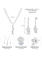 White necklace earrings set crafted from alloy, adorned with cubic zirconia & crystals for an elegant, timeless look | Peora
