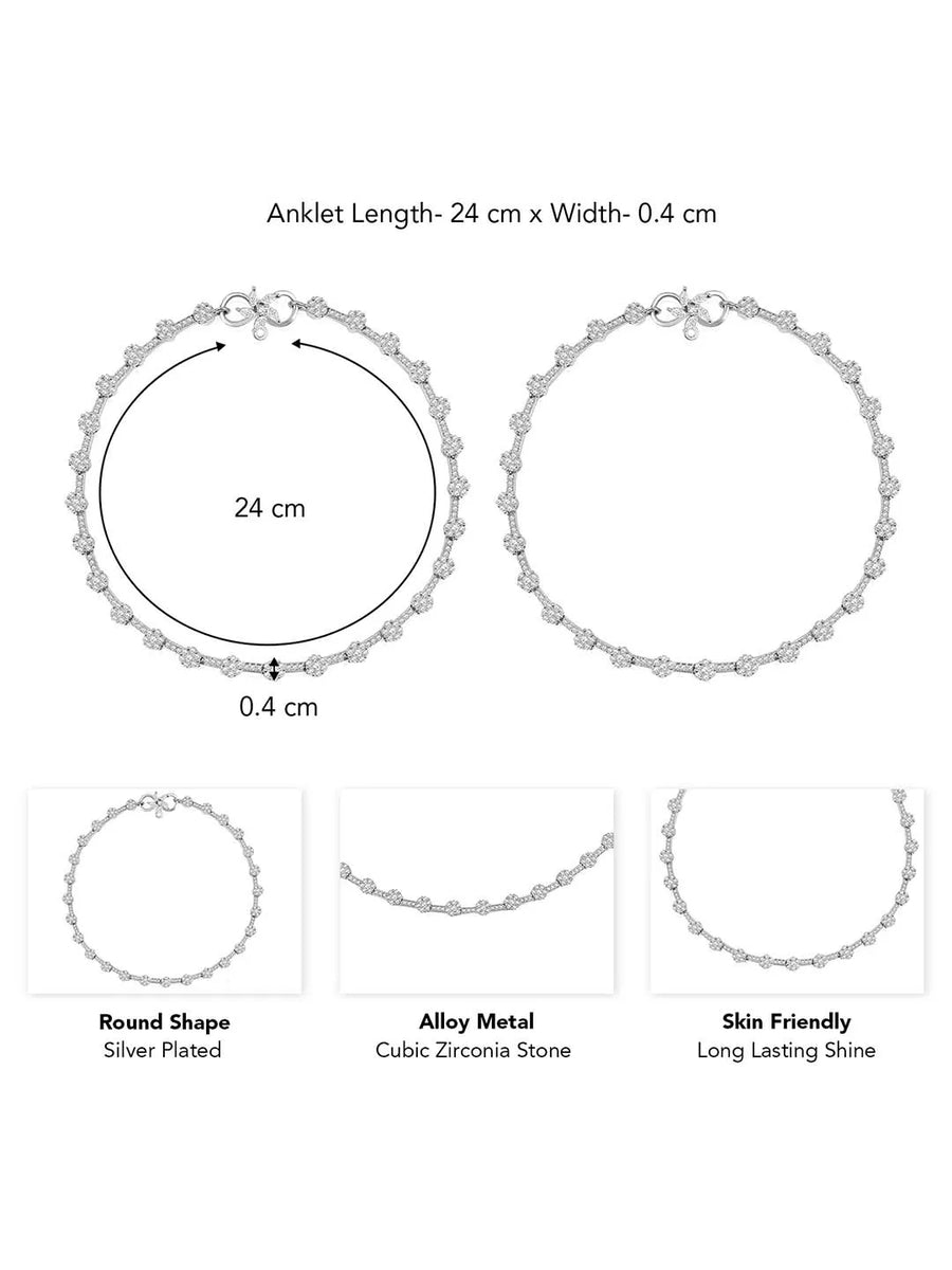 Elegant and Timeless CZ Studded Anklet
