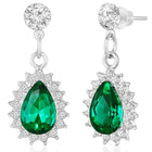 White-Green necklace earrings set crafted from alloy, adorned with pearls cubic zirconia & crystal for an elegant, timeless look | Peora
