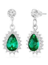 White-Green necklace earrings set crafted from alloy, adorned with pearls cubic zirconia & crystal for an elegant, timeless look | Peora
