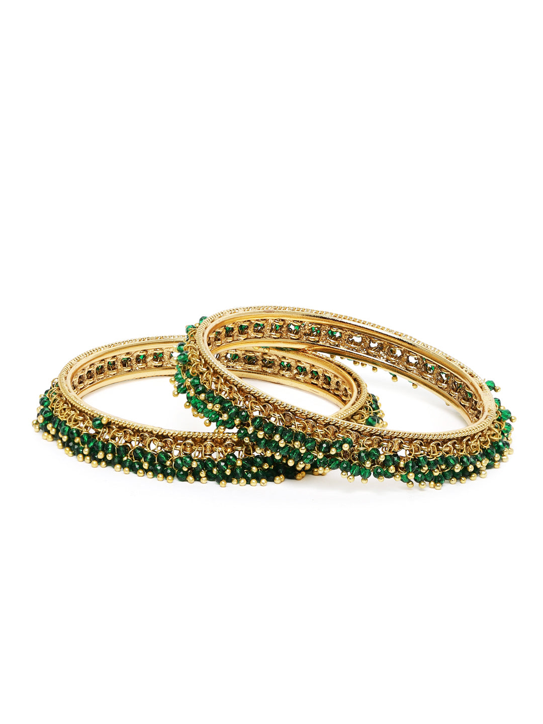 Royal Essence Beads Kada Bangle Set in Green featuring Beads bangle set 
