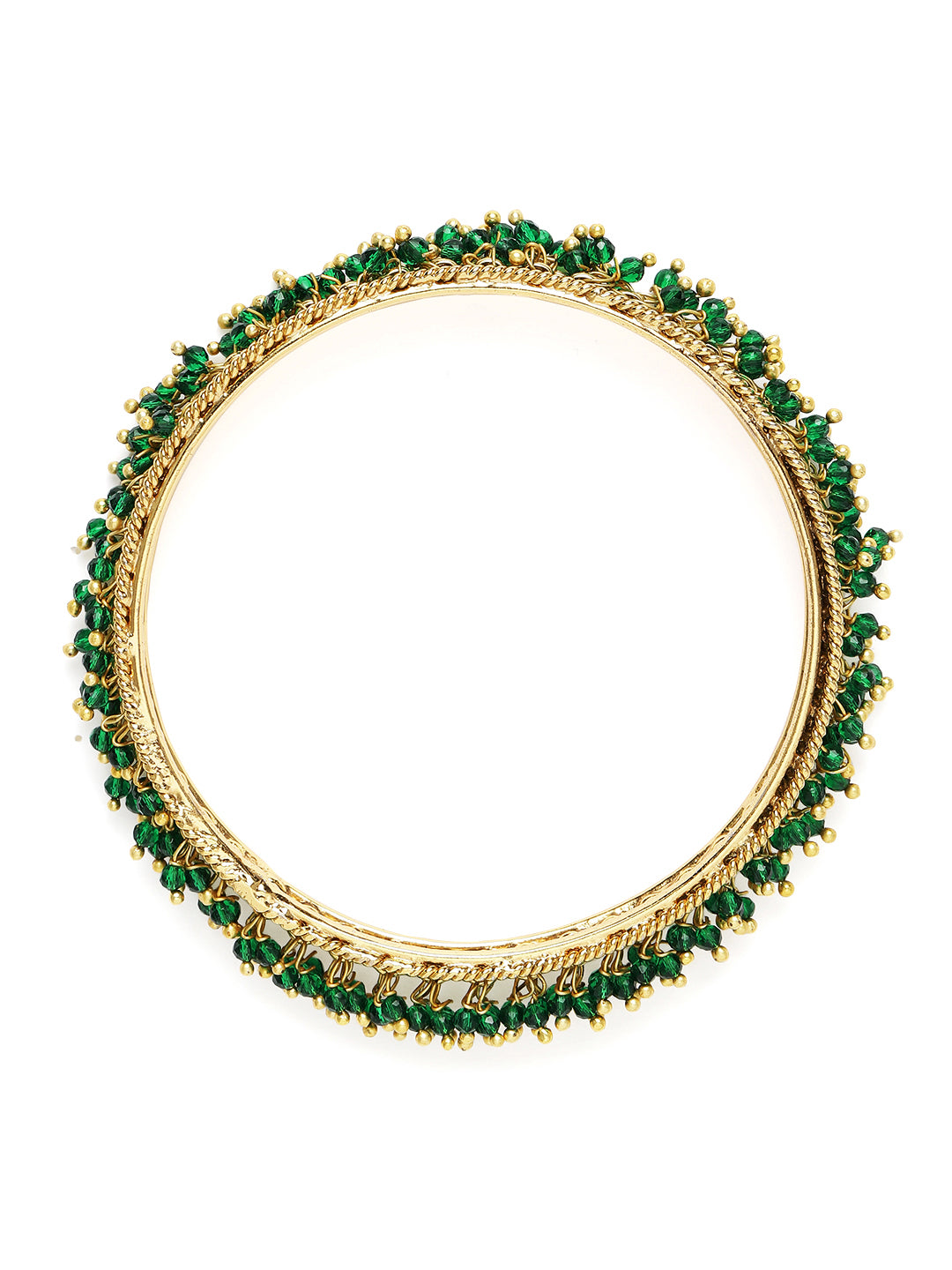 Royal Essence Beads Kada Bangle Set in Green featuring Beads bangle set 
