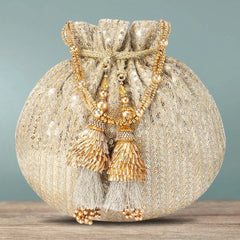 Graceful Evening Elegance Potli Bag - Gold