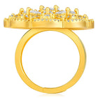 Regal Radiance Statement CZ Ring by Peora. Gold-plating adjustable ring, geometric floral pattern with cubic zirconia.