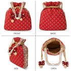 Stylish Glamour Grasp Potli Bag - Red